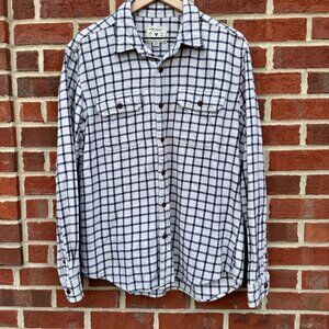 American Eagle Outfitters Flannel Shirt Mens Large Cream Black Plaid Classic